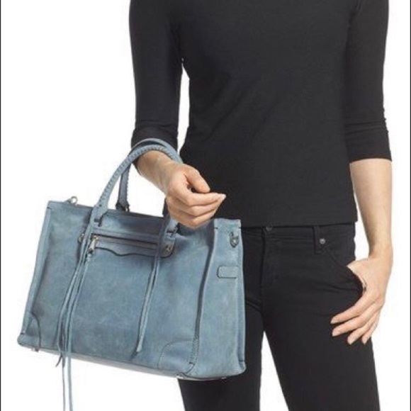 Rebecca Minkoff Handbags - Rebecca Minkoff Regan Suede Satchel in dusty blue color